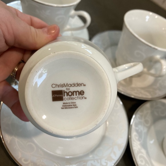 Coffee cups, saucers and creamer. Chris Madden for home collection. - Picture 3 of 6